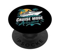 Cruise Mode Activated Tropical Vacation Ship Art PopSockets PopGrip Adhesivo