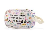 Cruise Trip Gift - Bolsa de maquillaje transparente con cremallera de piel con texto en inglés "The One Where They Go On A Cruise", On a Cruise Cbag Eu, Multifuncional: