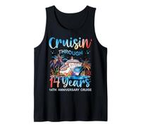 Cruisin a través de 14 años 14 Aniversario Crucero Viaje Pareja Camiseta sin Mangas