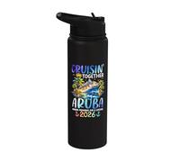 Cruisin Together Aruba 2026 Ship Dolphin Vacaciones Stainless Steel Insulated Water Bottle