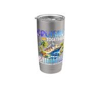 Cruisin Together Bahamas Crucero Delfines Vacaciones Vaso térmico de acero inoxidable de doble pared