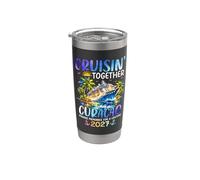 Cruisin Together Curazao 2027 Ship Dolphin Vacaciones Vaso térmico de acero inoxidable de doble pared