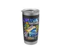 Cruisin Together St. Kitts 2026 Ship Dolphin Vacaciones Vaso térmico de acero inoxidable de doble pared