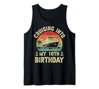 Cruising Into My 10th Birthday Cruise Fiesta de cumpleaños de 10 años Camiseta sin Mangas