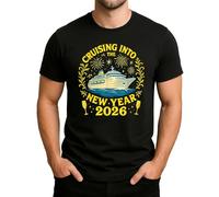 Cruising Into New Year 2026 Fiesta Nochevieja Año Nuevo Crucero Regalo Camiseta Hombre, Negro , XXL