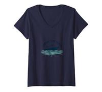 Cruising Is My Therapy Vacation Lover Ocean Getaway Quote Camiseta Cuello V, Mujer, Azul Marino, S