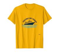 Cruising Is My Therapy Vacation Lover Ocean Getaway Quote Camiseta, Hombre, Dorado Brillante, XXL