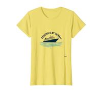 Cruising Is My Therapy Vacation Lover Ocean Getaway Quote Camiseta, Mujer, Limón, M
