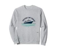 Cruising Is My Therapy Vacation Lover Ocean Getaway Quote Sudadera, Unisex para Adultos, Gris Jaspeado, S