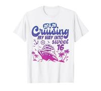 Cruising My Way Into Sweet 16 Cumpleaños Viaje en Crucero Vacaciones Camiseta