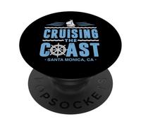 Cruising The Coast Santa Mónica California Sail Boat Captain PopSockets PopGrip Adhesivo