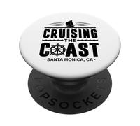 Cruising The Coast Santa Mónica California Sail Boat Captain PopSockets PopGrip Adhesivo