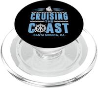 Cruising The Coast Santa Mónica California Sail Boat Captain PopSockets PopGrip para MagSafe
