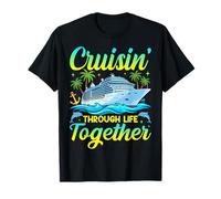 Cruising Through Life Together Viaje en Crucero Familiar Vintage Camiseta