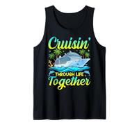 Cruising Through Life Together Viaje en Crucero Familiar Vintage Camiseta sin Mangas