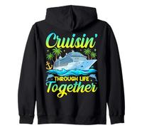 Cruising Through Life Together Viaje en Crucero Familiar Vintage Sudadera con Capucha