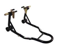 Cruizer - Caballete elevador de moto delantero de color negro con enganches de pinza ajustables y barras de refuerzo laterales