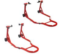 CRUIZER - Caballetes para moto delantero con enganches a conos + traseros con placas, ajustables y con ruedas debajo