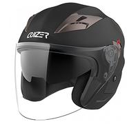 CRUIZER - Casco jet homologado de color negro mate, con doble visera, interior extraíble y lavable, extractores de aire caliente en la parte trasera M negro mate