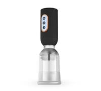 CRUIZR CS07 Bomba de Pene Vibrante de Lujo - Juguetes Sexuales para Hombre para un Pene más Grande - Bomba de Vacio Pene Alargador con 5 Vibraciones y Función de Succión - Transparente/Negro