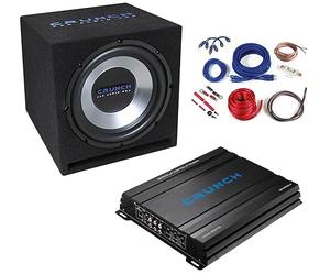Crunch CBP1000 - Paquete de Graves para Coche con subwoofer de 30 cm, Amplificador de 4 Canales y Kit de Cable, subwoofer de 300 mm en Carcasa