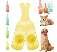 Crunch Play Bottle Toy, Crunchnplay Bottle Toy for Dogs, 9.7"/7.7" Rubber water bottle dog toy, Interesting Squeaky Dog Toys, Outdoor Interactive Dog Chew Toy with Tennis Ball (2*Yellow,small)