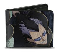 Crunchyroll - Cartera plegable, diseño de trébol negro y escena magna mirando hacia arriba, cuero vegano, Varios colores, 4.0" x 3.5", Casual