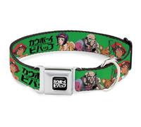 Crunchyroll Collar para mascotas, collar de perro, hebilla de cinturón de seguridad de metal, logotipo de Cowboy Bebop Crew Group Pose y título verde negro, 11 a 16.5 pulgadas 1.0 pulgadas de ancho