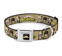 Crunchyroll - Collar para Mascotas, Collar de Perro, Hebilla de cinturón de Seguridad de Metal, trío de Personajes de My Hero Academia y Logotipo del título, Bronceado, 20 a 31 Pulgadas, 1.5 Pulgadas