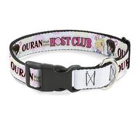 Crunchyroll - Collar para Mascotas, Collar de Perro, Hebilla de plástico, Ouran High School Chibi Tamaki y Haruhi Pose y Logotipo Blanco, 15 a 24 Pulgadas de Ancho