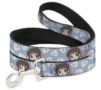 Crunchyroll - Correa para Mascotas, Correa para Perro, Cesta de Frutas Chibi Tohru Honda y Bola de arroz Azul Claro, 4 pies de Largo 1.5 Pulgadas de Ancho
