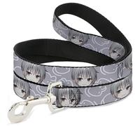 Crunchyroll - Correa para Mascotas, Correa para Perro, Cesta de Frutas Chibi Yuki Soma y Kimono con Icono de Rata, Gris y Blanco, 4 pies de Largo 1.5 Pulgadas de Ancho
