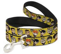 Crunchyroll - Correa para Mascotas, Correa para Perro, Jugador de Voleibol Haikyu Chibi, Postura de Calentamiento, Color Amarillo, 6 pies de Largo y 1.0 Pulgadas de Ancho