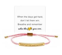 Crunier Pulsera trenzada Don't Let the Hard Days Win. Pulseras inspiradoras, ajustables, de plata, hechas a mano. Pulsera trenzada para mujer y hombre(Oro Rosa)