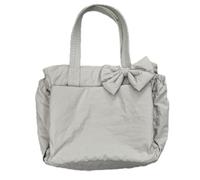 Crush Bow Tote Bag For Women, Lightweight Puffy Quilted Shoulder Bag, for Women Daily, Shopping, Travel (Gray)