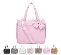 Crush Bow Tote Bag, Quilted Puffer Crossbody Purse Lightweight with Multi Pockets, Fits 15.6 Inch Laptop (pink)