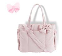 Crush Bow Tote Bag, Women's Crush Bow Tote Bag - Stylish Handbag with Bows Accent for Everyday Use (Pink)