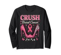 Crush Breast Cancer Warrior Support Breast Cancer Heel High Heel Manga Larga