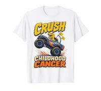 Crush Childhood Cancer T-Rex Monster Truck Camiseta gráfica económica, Hombre, Blanco, L