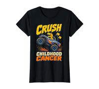 Crush Childhood Cancer T-Rex Monster Truck Camiseta gráfica económica, Mujer, Negro, XL