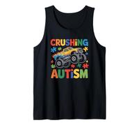 Crushing Autism Monster Truck - Concientización sobre el Autismo para niños y niños Camiseta sin Mangas