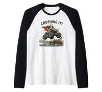 Crushing It George Washington Monster Truck 4 de Julio Camiseta Manga Raglan