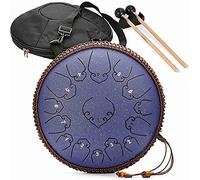 CruSio Tambor de Lengua, 14 Pulgadas 15 Tune Pan Percusion Instrument Instrument Drum con Baquetas Que Llevan Bolso- Mejor Regalo/Bleu/35 Cm/14 Pulgadas