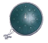 CruSio Tambor de Lengua de Acero 14 Pulgadas 15 Nota, Instrumento de Percusión C Tune Handpan Drum With Bag For Education Concert Mind Healing Yoga/Verde