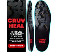 CRUVHEAL Work Comfort - Plantillas ortopédicas antifatiga para hombres y mujeres, soporte de arco bajo, absorción de impactos, alivio del dolor de pies, plantillas para botas de trabajo (XL, negro)