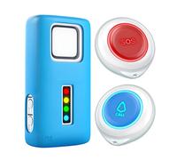 CruxCare C1 Botones de Alarma de Emergencia para Personas Mayores - Botón de Pánico y Localizador para Enfermera Cuidadora - 2 Botones de Llamada y 1 Receptor Inalámbrico