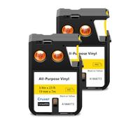 Cruxer 2 paquete de cinta de etiquetas de repuesto para 1868772 A1868772 Negro sobre amarillo Cinta de vinilo Autoadhesiva industrial multiuso 19 mm x 7 m Compatible con DYMO XTL-300 XTL-500