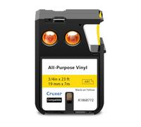 Cruxer 200 paquete de cinta de etiquetas de repuesto para 1868772 A1868772 Negro sobre amarillo Cinta de vinilo Autoadhesiva industrial multiuso 19 mm x 7 m Compatible con DYMO XTL-300 XTL-500