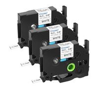 Cruxer 3 unidades de cinta termorretráctil compatible con Brother P-touch HSE-231, negro sobre blanco, cinta de etiquetas de 0,46 pulgadas, 11,7 mm x 1,5 m, repuesto para PT-E300 PT-D200 PT-H105