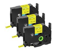 Cruxer 3 unidades de cinta termorretráctil compatible con Brother P-touch HSE-621, negro sobre amarillo, cinta de etiquetas de 0,34 pulgadas, 8,8 mm x 1,5 m, repuesto para PT-P750W PT-D200 PT-H105